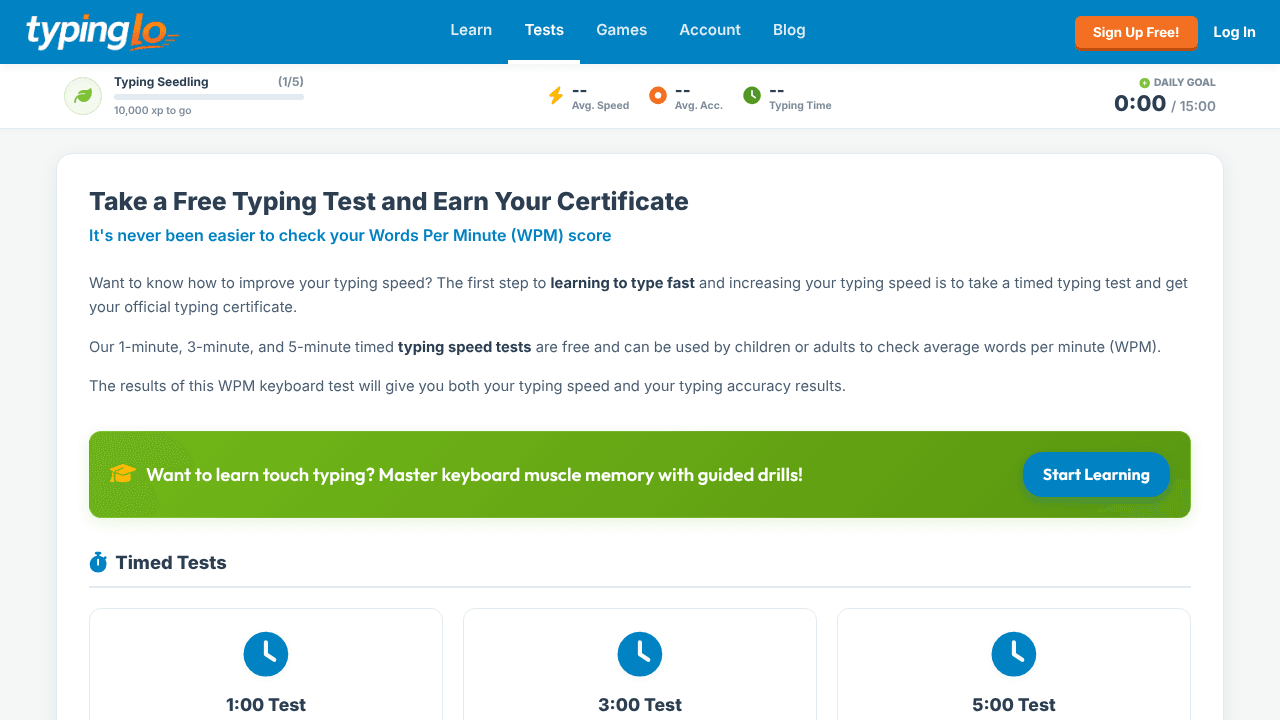 TypingLo — Free Typing Test