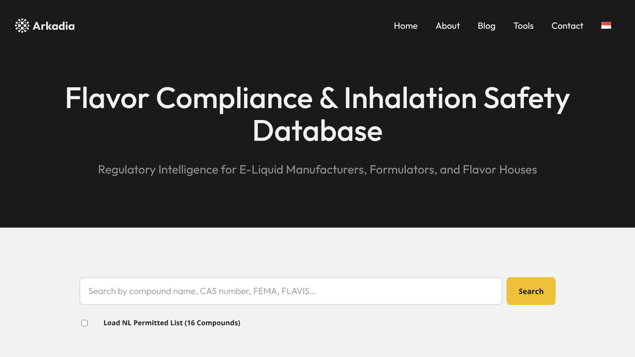 Vape Flavor Compliance Database