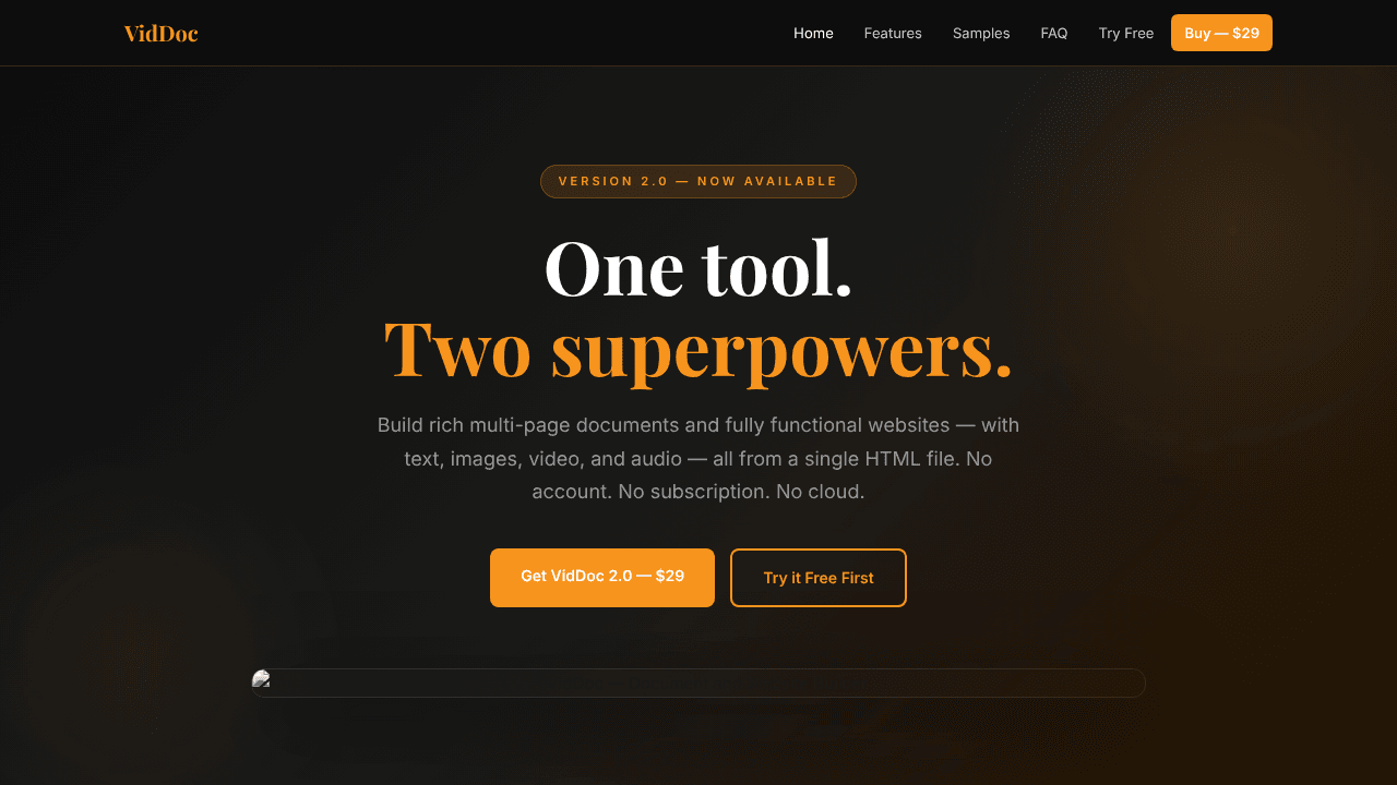 VidDoc 2.0 — Document & Website Builder