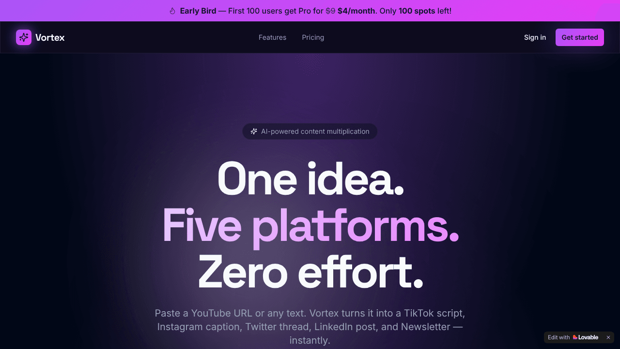 Vortex AI — Content for 5 platforms