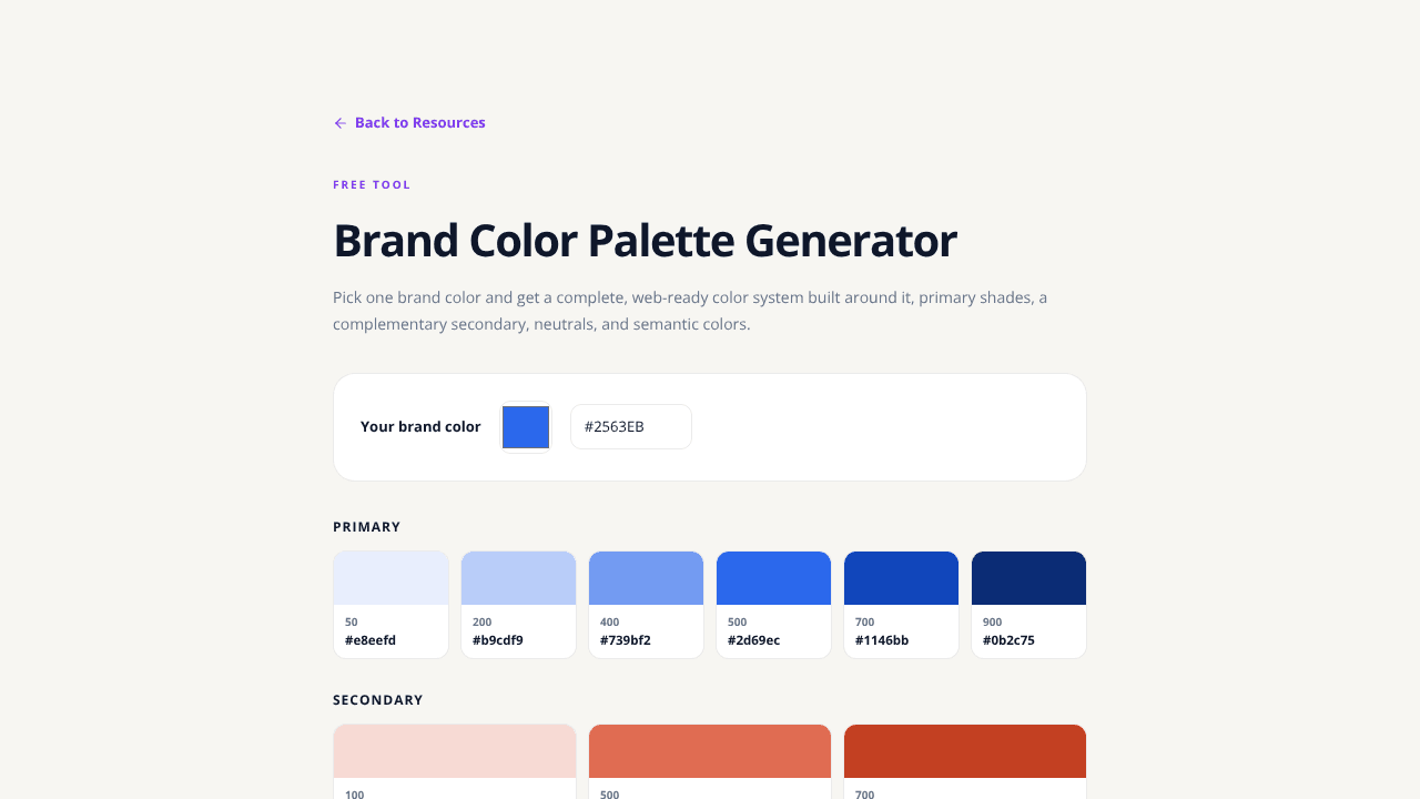 Webnex Color Palette Generator