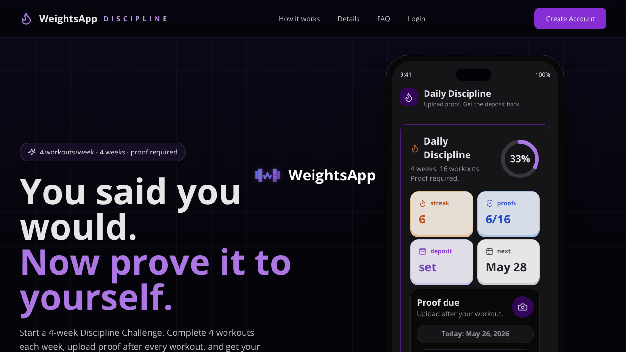 WeightsApp Discipline