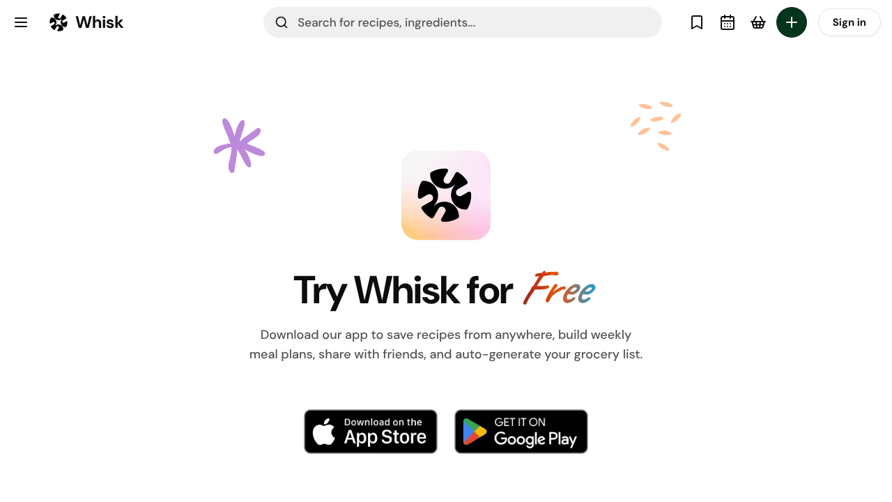 Whisk: Recipe Saver & Meal planner