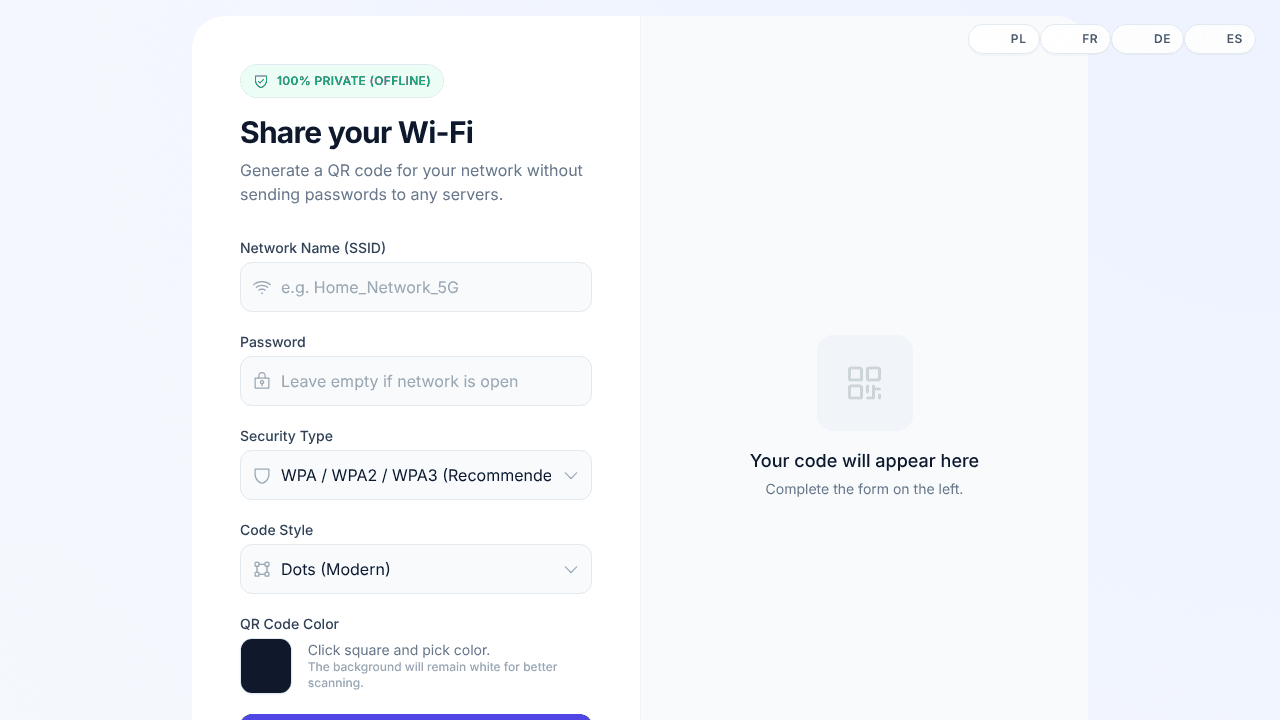 Wi-Fi QR Code free generator