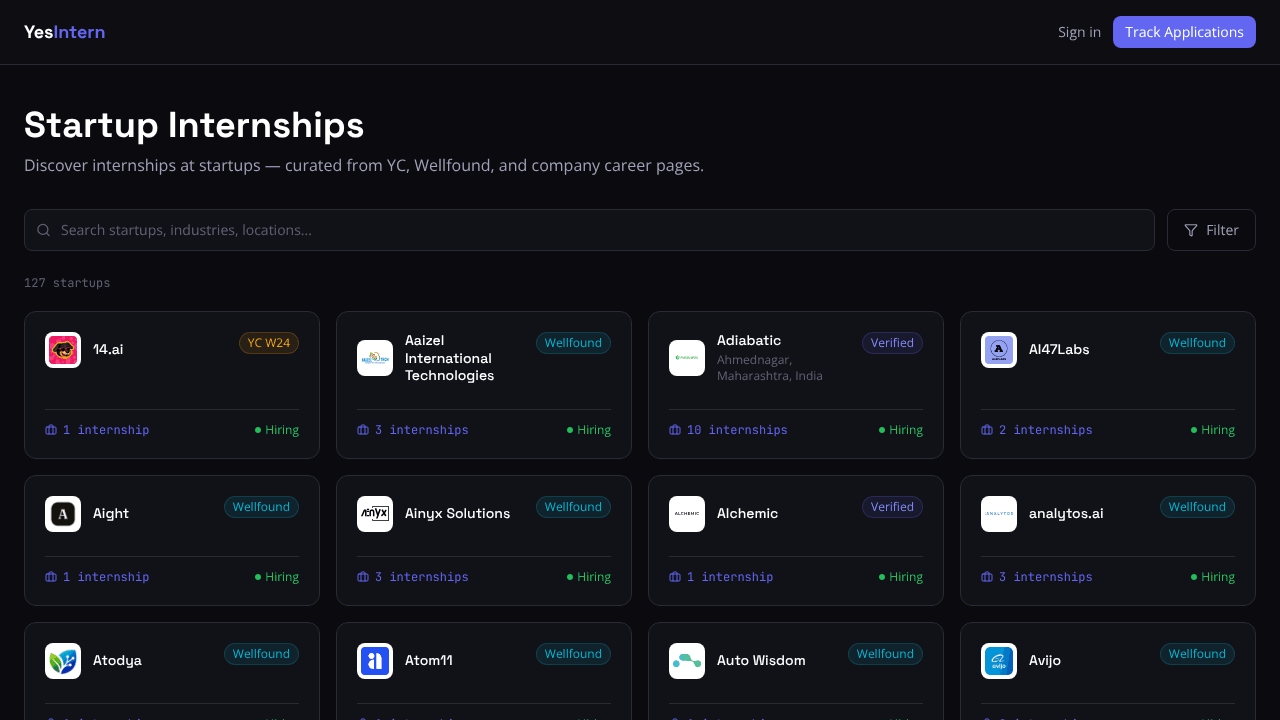 YesIntern — Discover Startup Internships