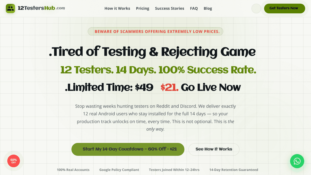 12 Testers Hub website screenshot