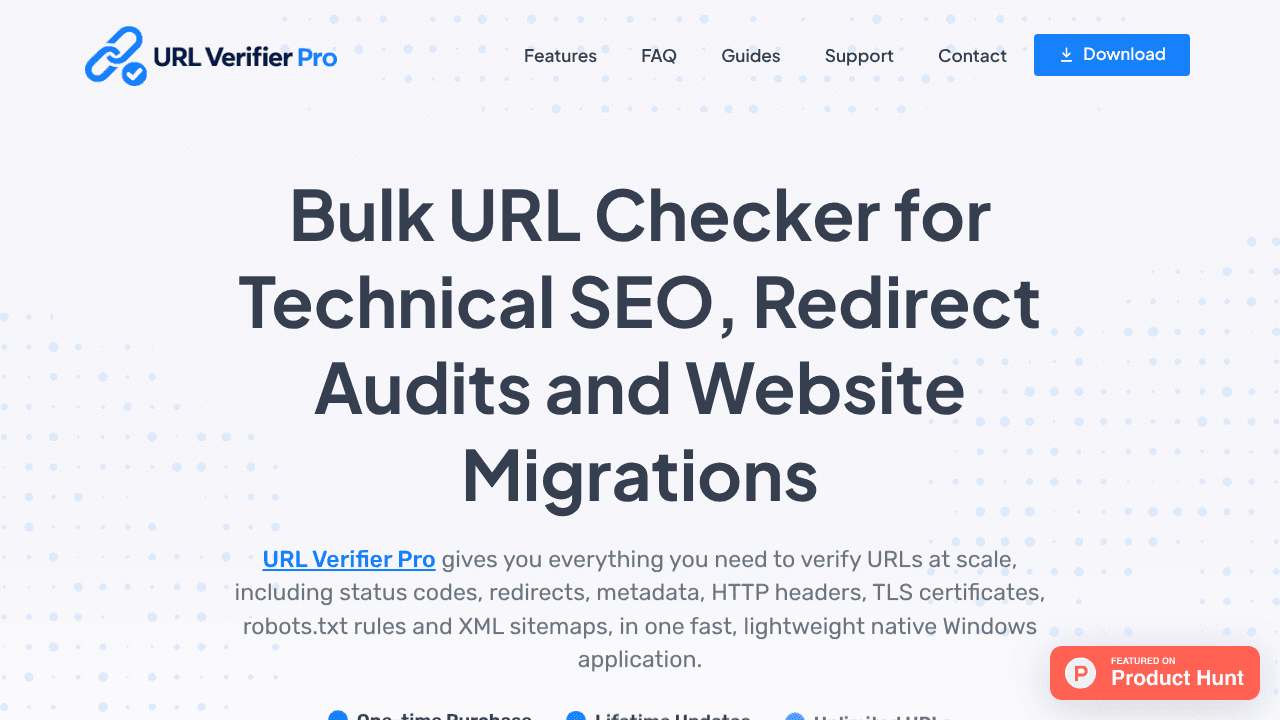 URL Verifier Pro website screenshot