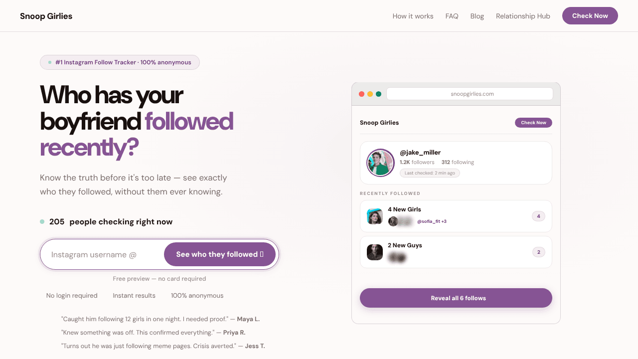 Snoop Girlies website screenshot