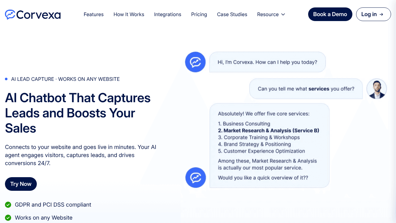 Corvexa website screenshot