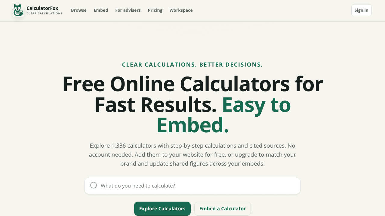 CalculatorFox website screenshot