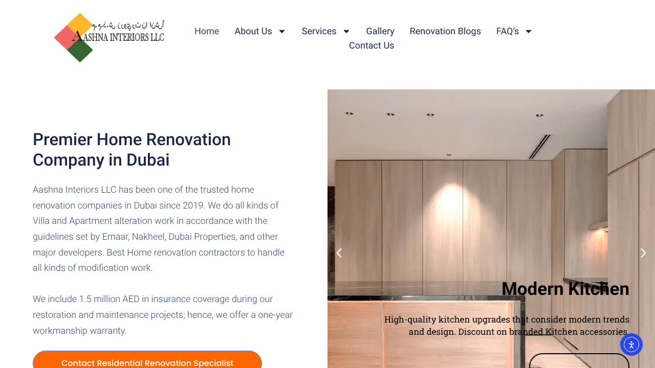 Best Home Renovation Company in Dubai | Villa & Apartments website screenshot