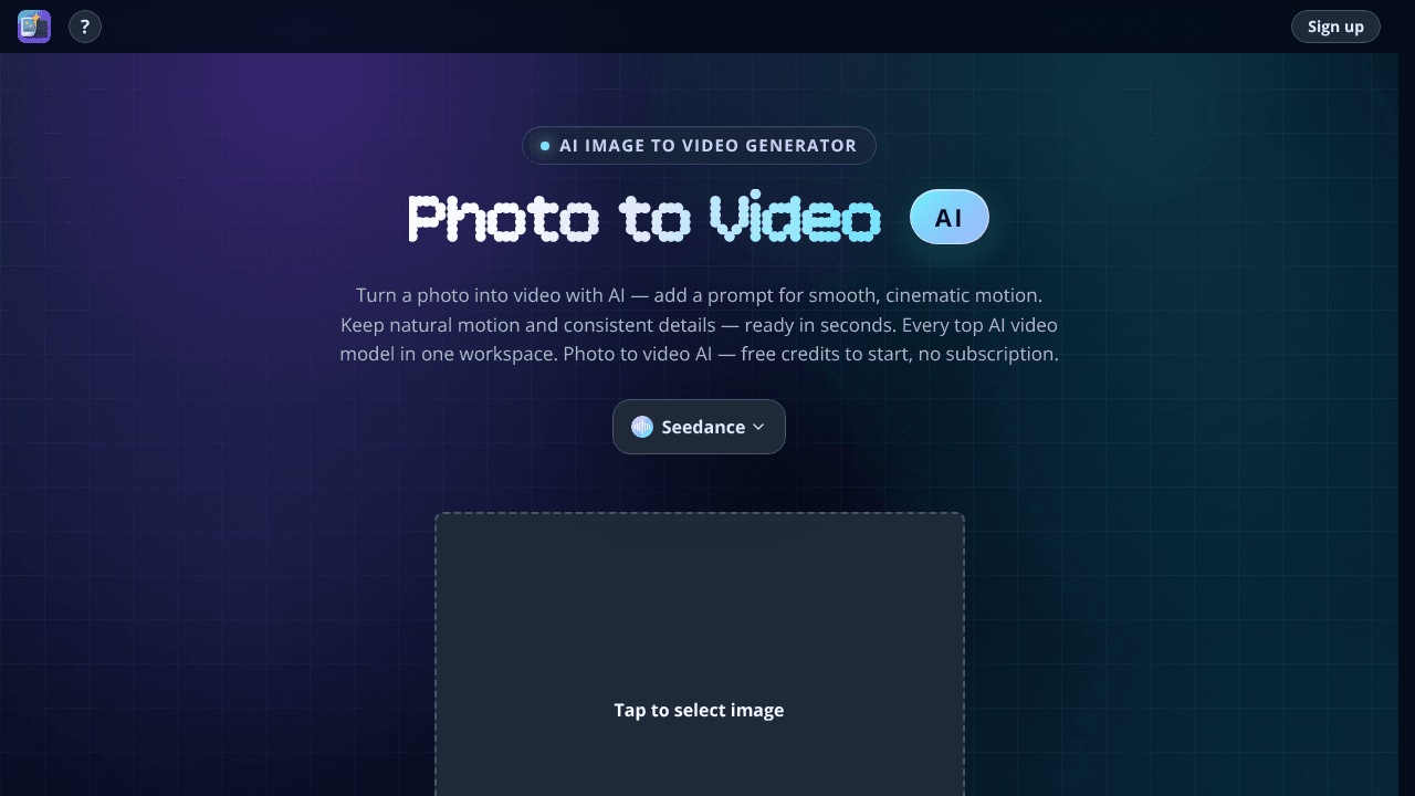 Photo to Video website screenshot