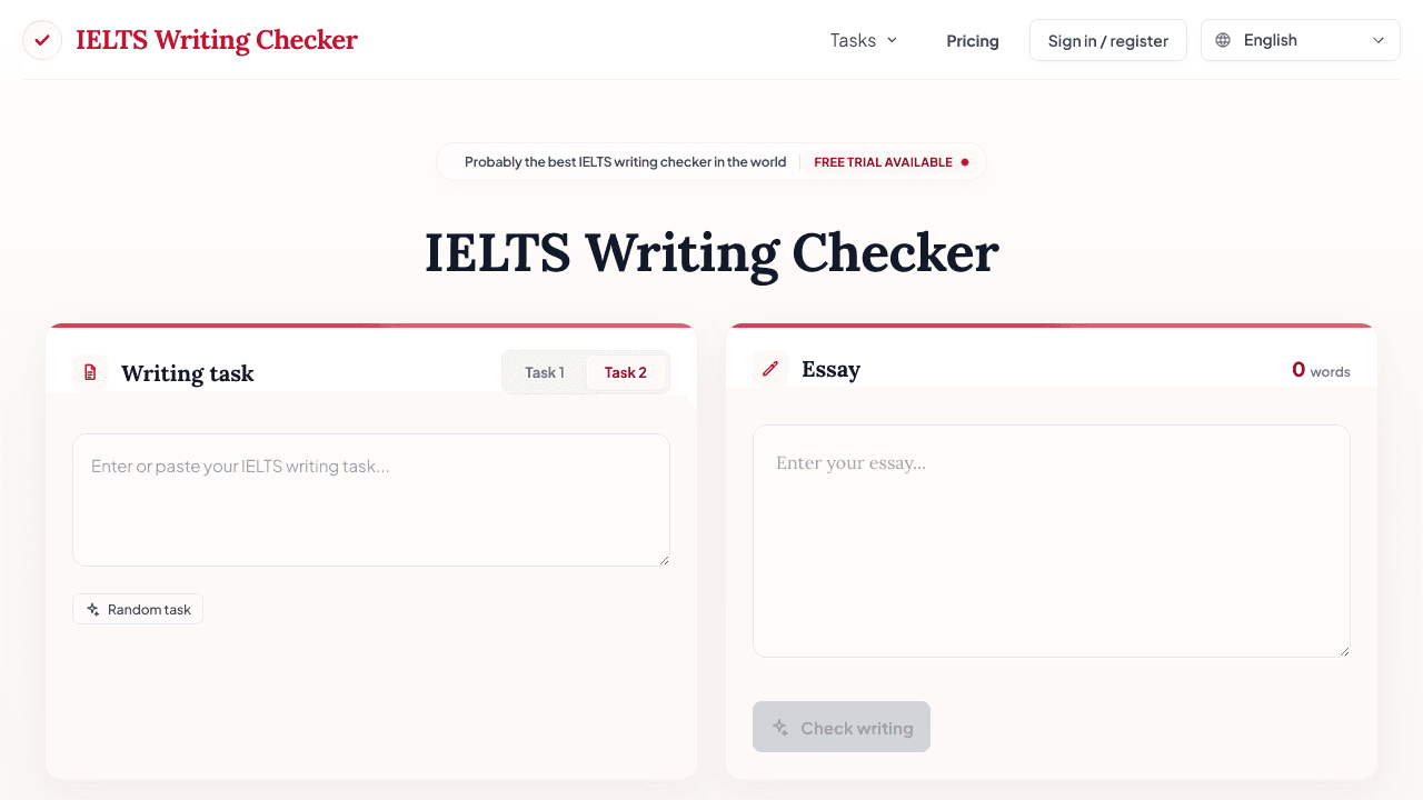 ielts writing checker website screenshot