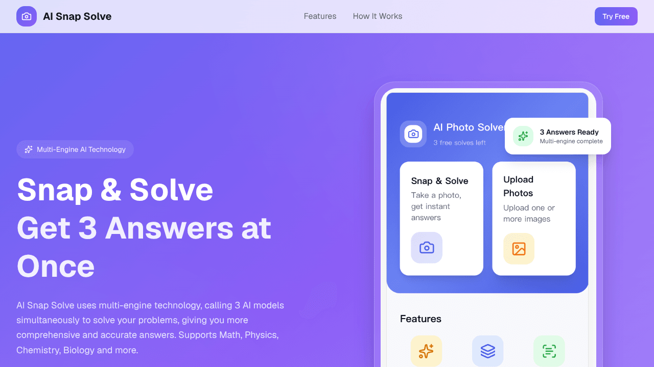 AI SnapSolve - Get 3 Answers at Once