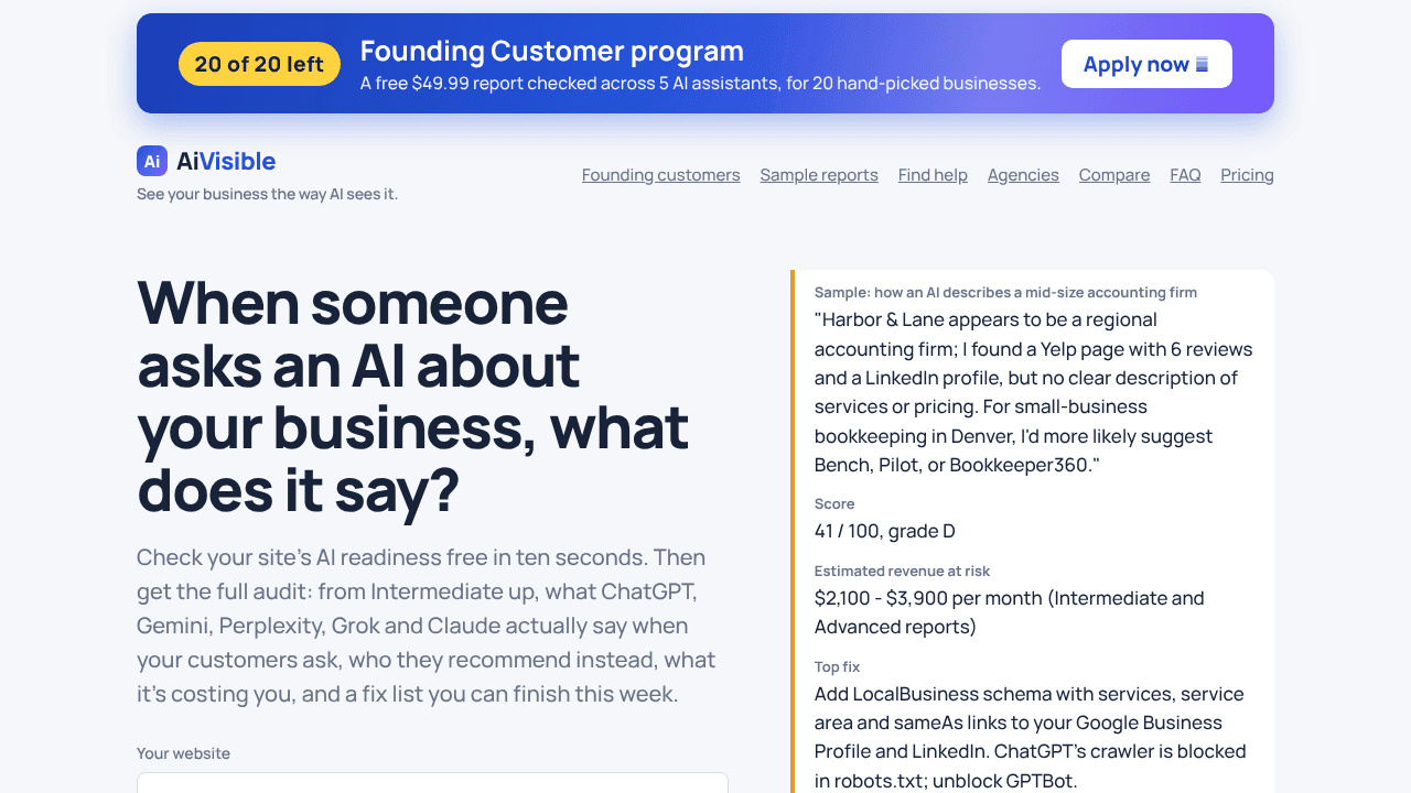 AiVisible.us website screenshot