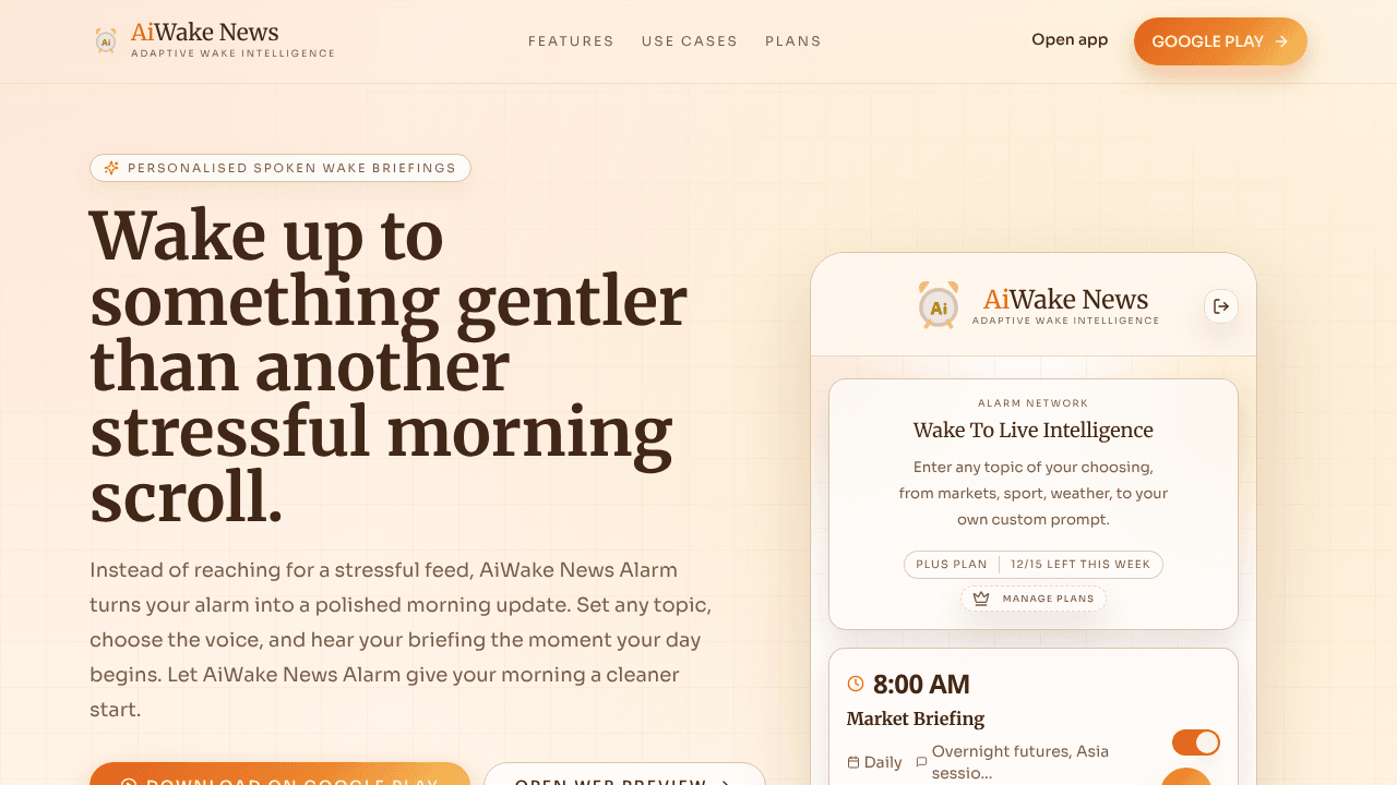 AiWake News Alarm