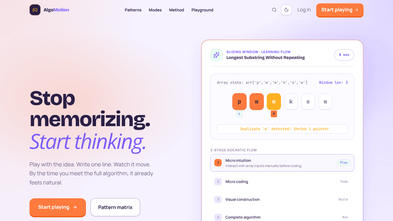 AlgoMotion · Understand DSA by Thinking