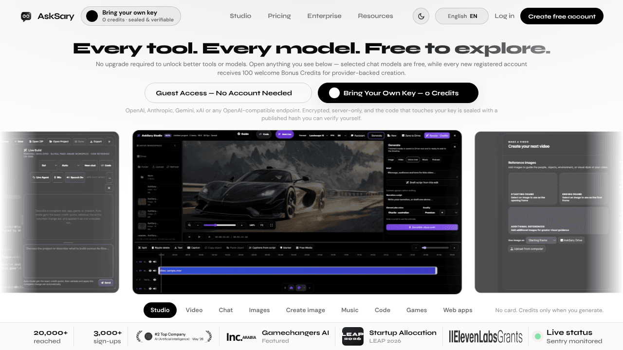 AskSary - BYOK-supported AI Studio