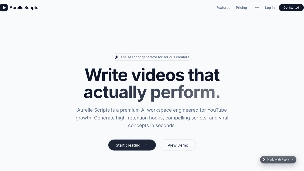 Aurelle Scripts website screenshot
