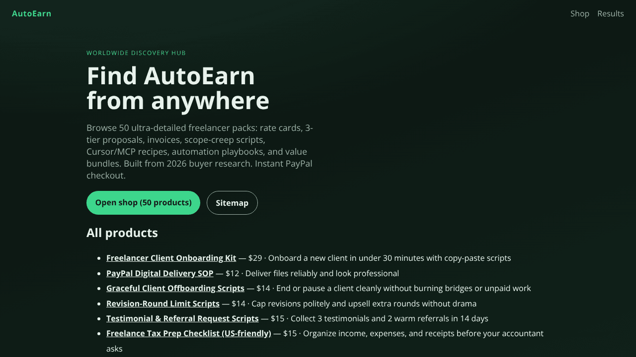 AutoEarn Freelancer Packs