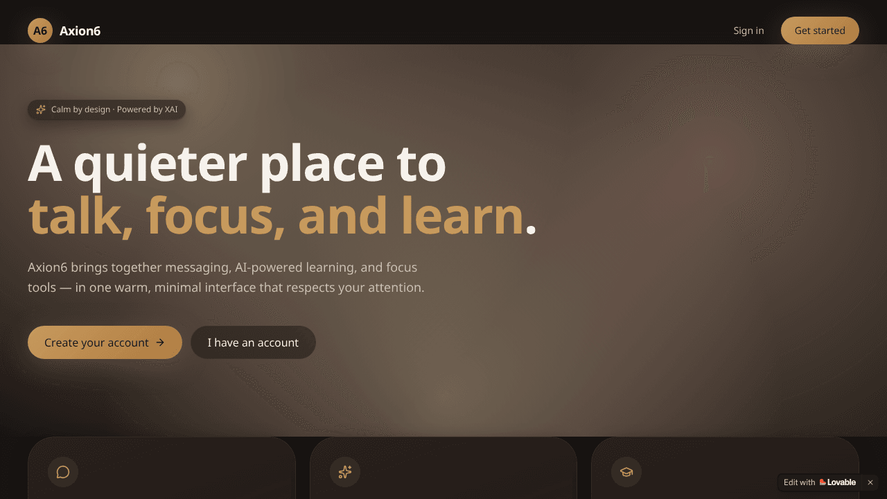 Axion6 — Calm communication and Learning