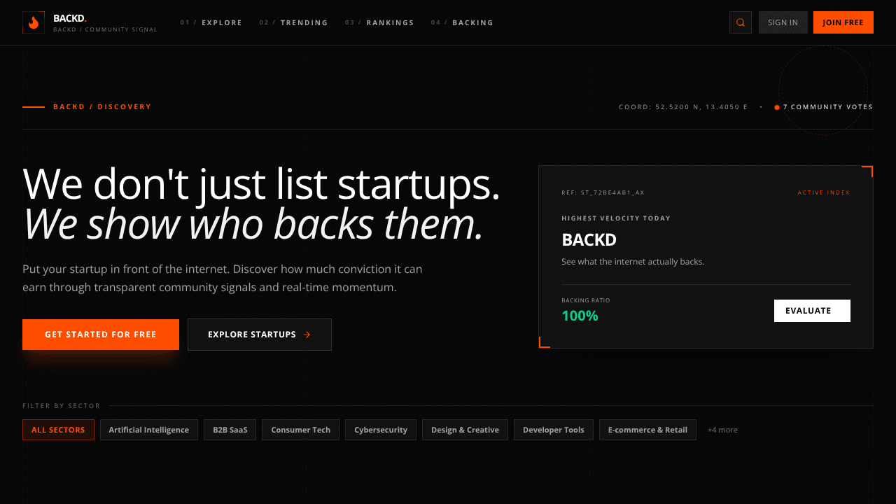 BACKD.io website screenshot