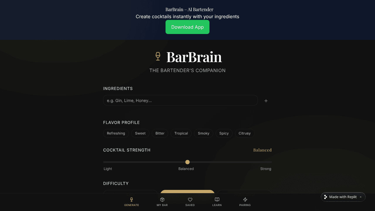 BarBrain website screenshot