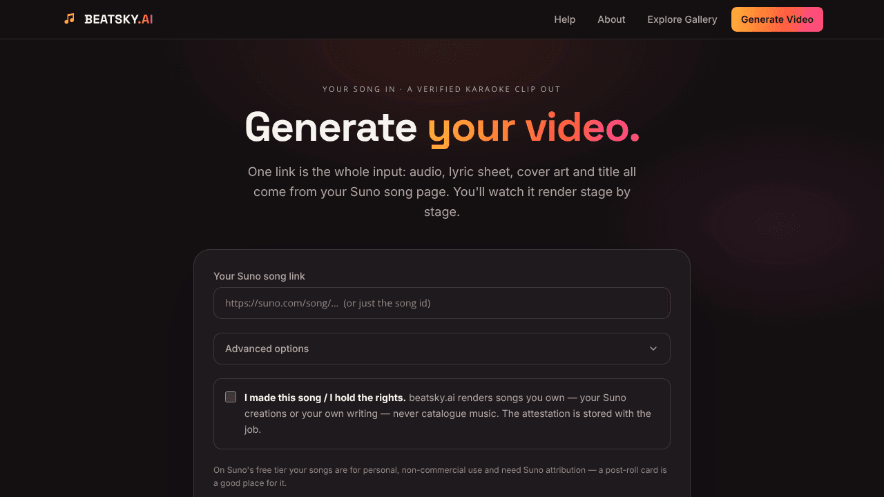 BeatSky.ai - convert AI music to karaoke