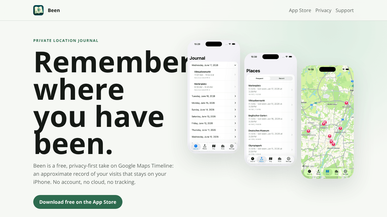 Been - Your Private Location Log