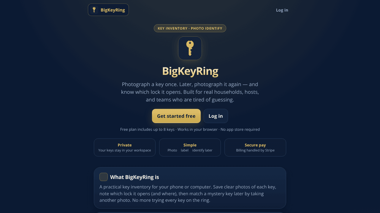 BigKeyRing — Photo a key. Get the lock.