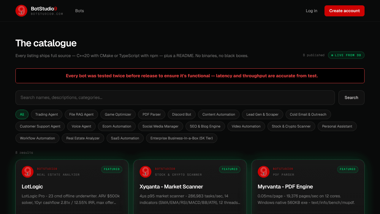 BotStudio9 website screenshot