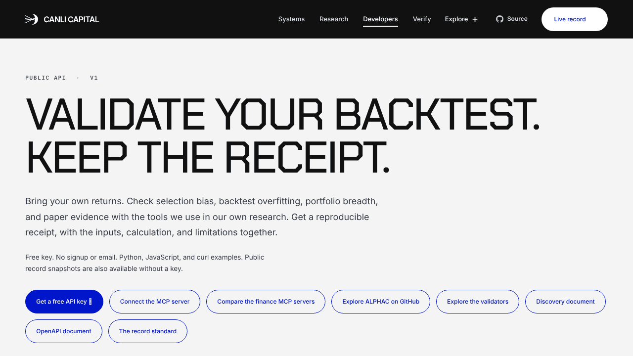 Canli Validation website screenshot