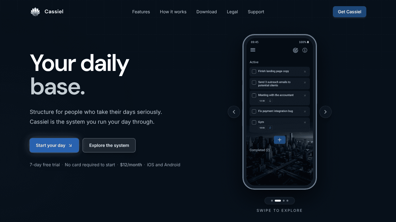 Cassiel website screenshot