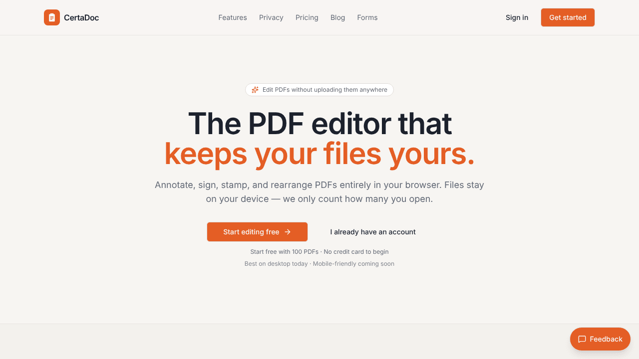CertaDoc — Edit PDFs in Browser No Cloud