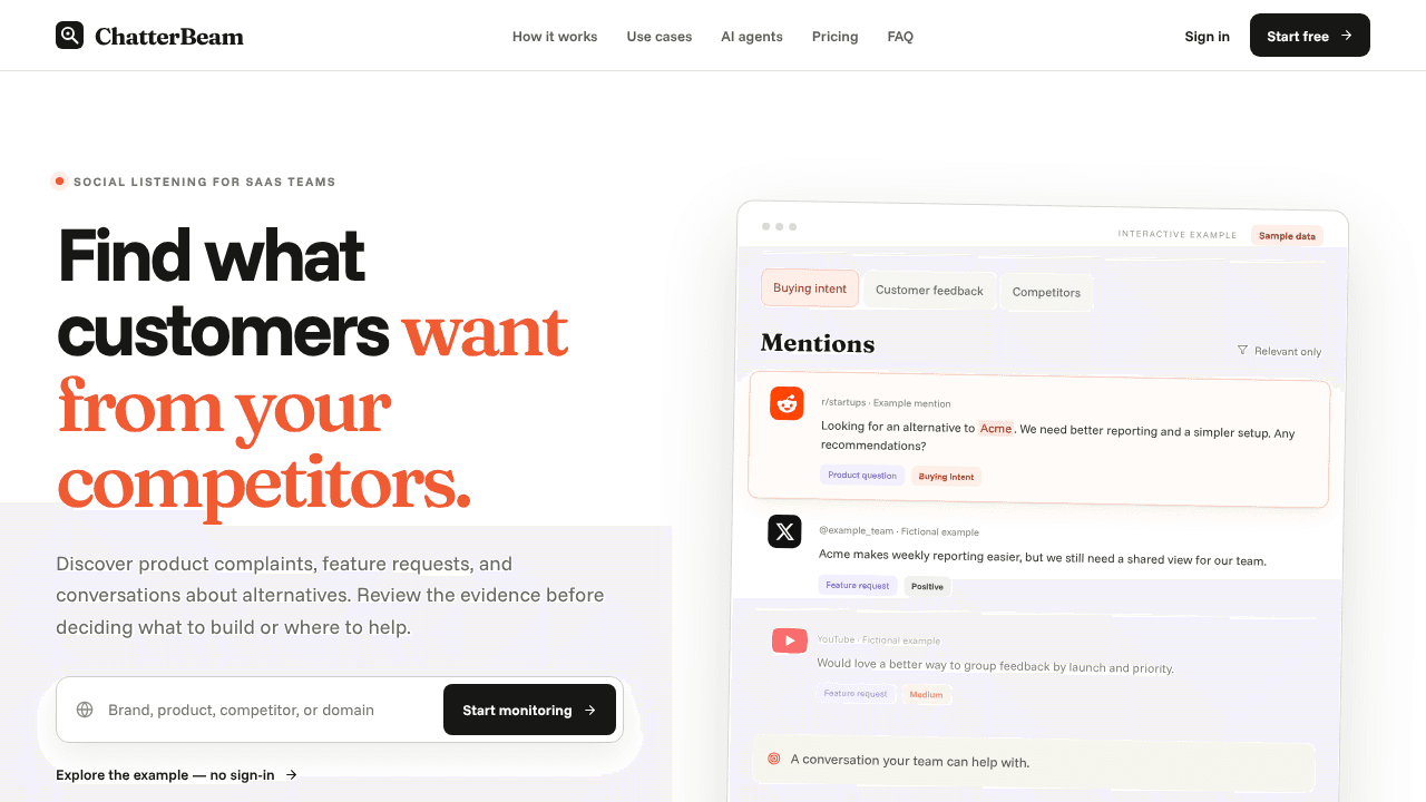 ChatterBeam website screenshot