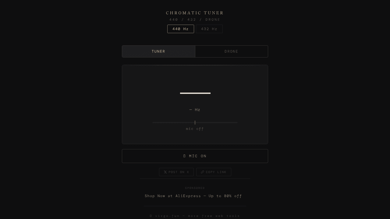 Chromatic Tuner 440 / 432 / Drone