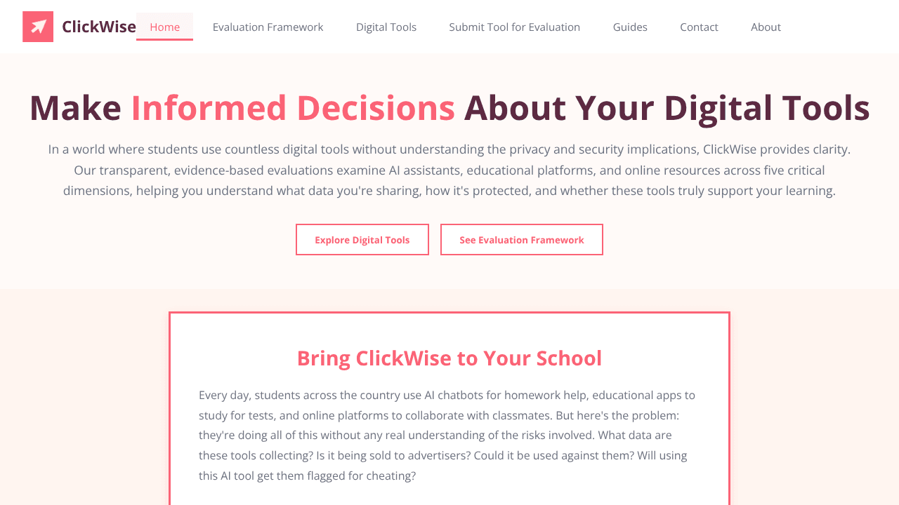 ClickWise website screenshot