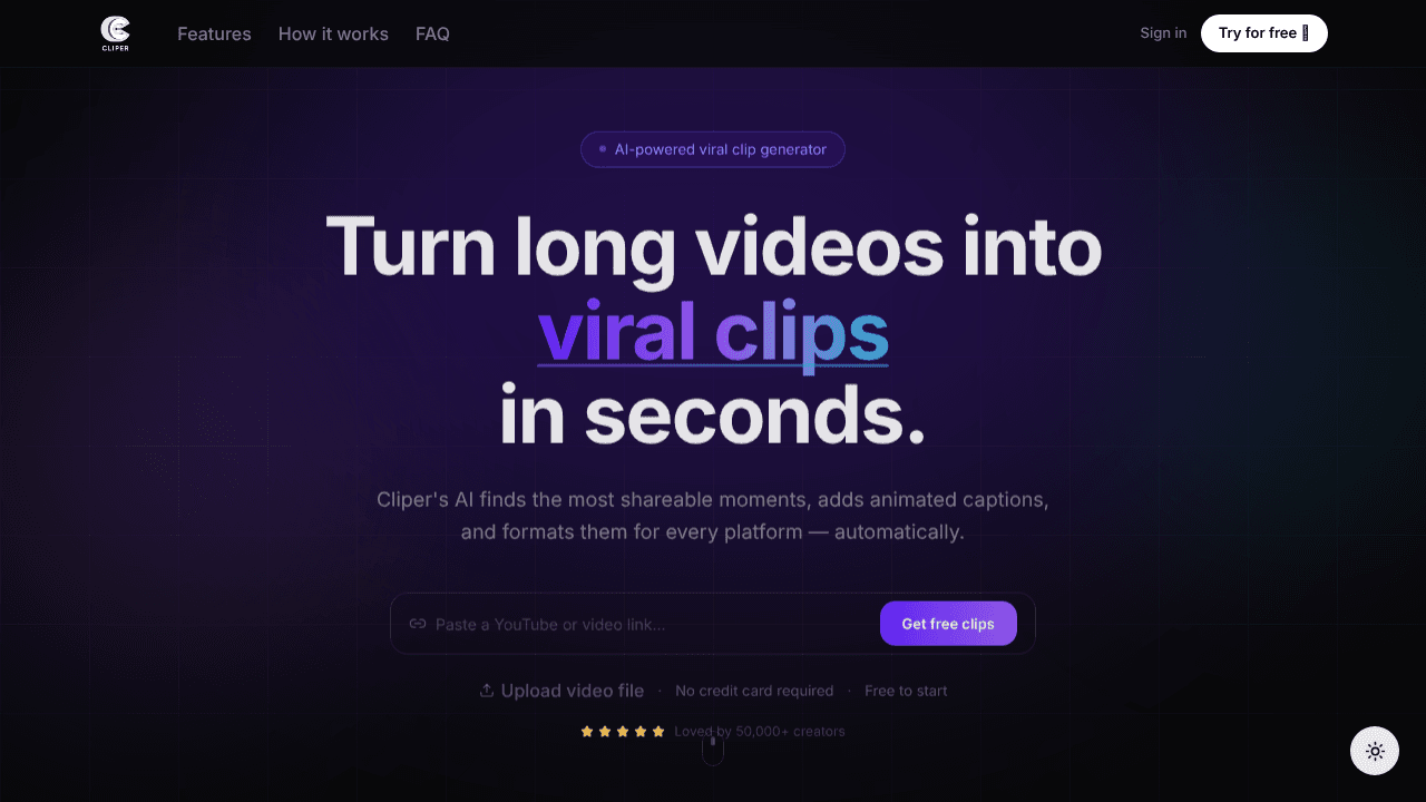 Cliper website screenshot