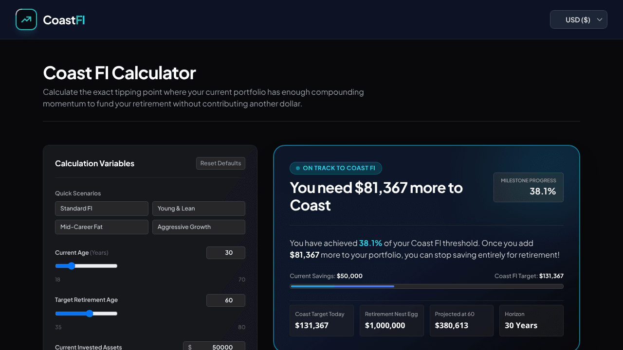 Coast FI Calculator