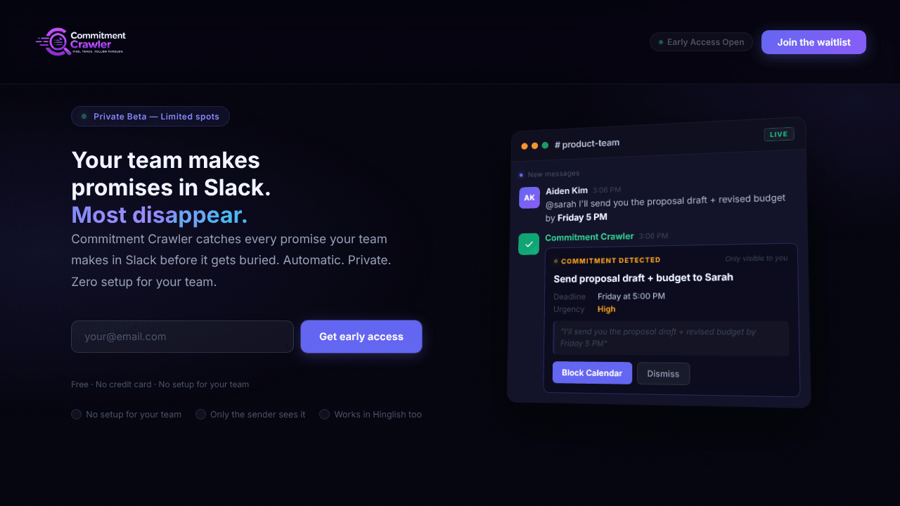 Commitment Crawler - AI for Slack Teams