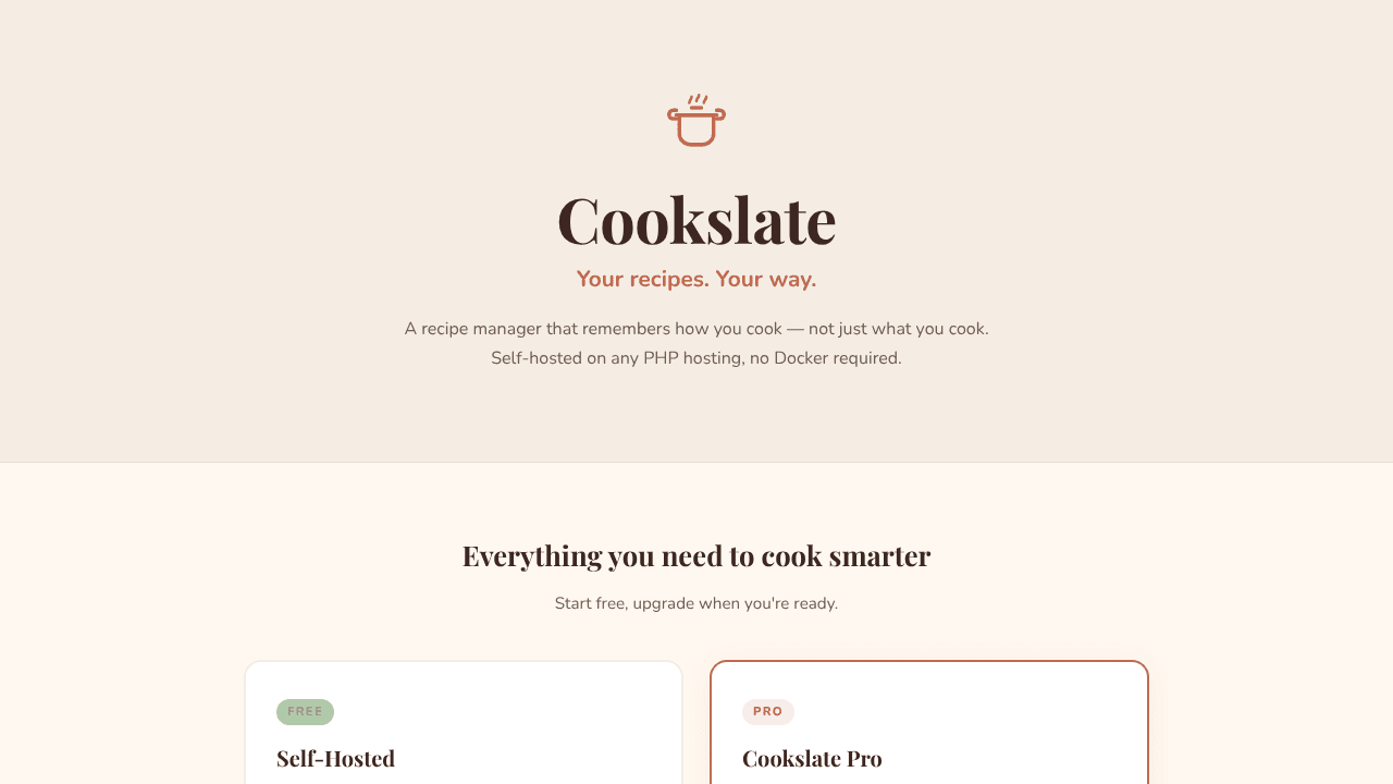 Cookslate — Your recipes. Your way.