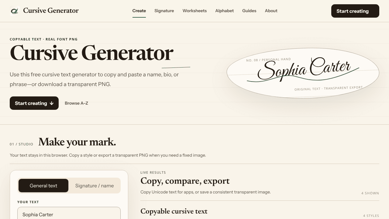 Cursive Generator