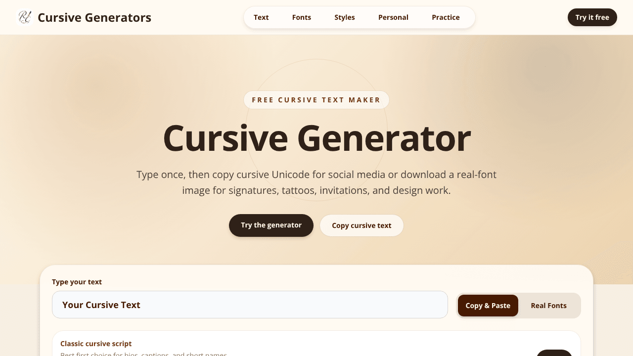 Cursive Generator