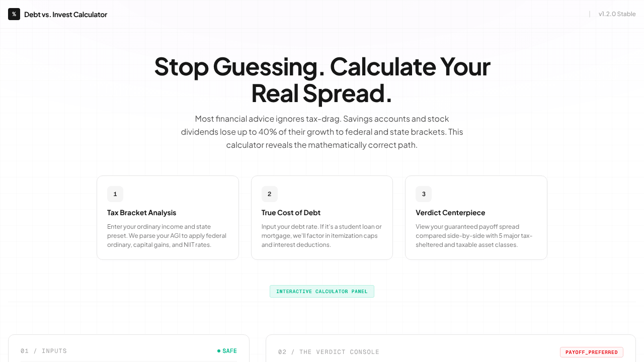 Debt vs. Invest Calculator