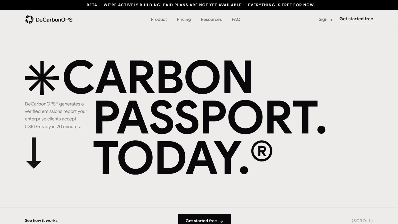 DeCarbonOPS — Carbon Passport Platform