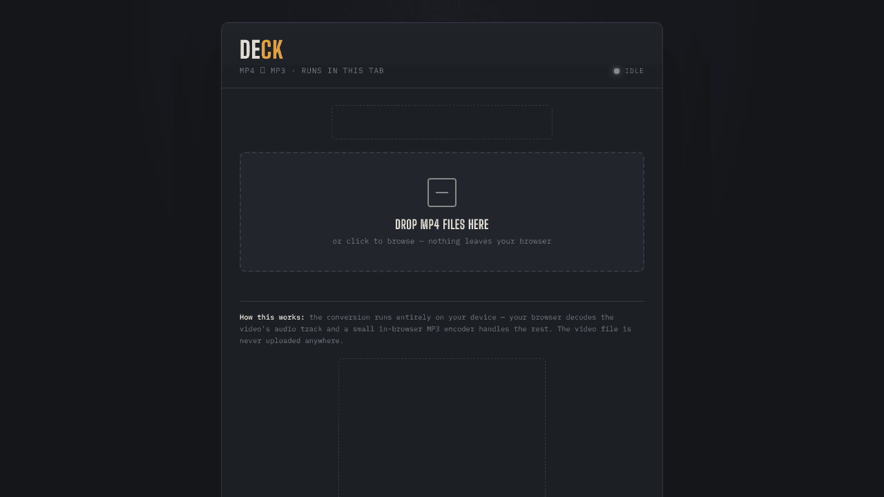 DECK Converter MP4 to MP3, locally