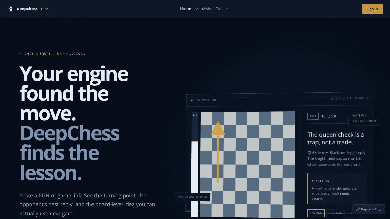 DeepChess Beta Launch website screenshot