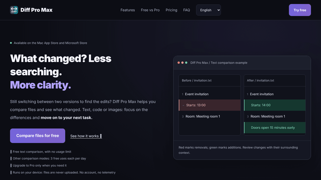 Diff Pro Max - File Compare