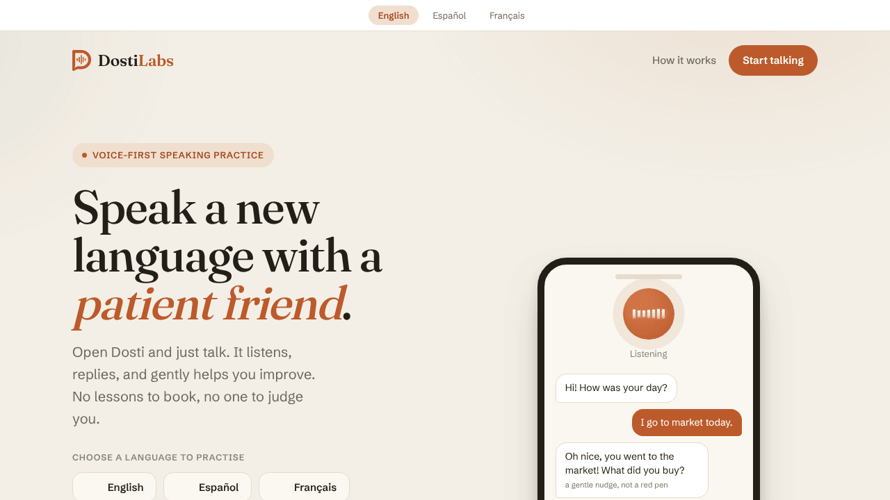 Dosti Labs - Learn languages by speaking