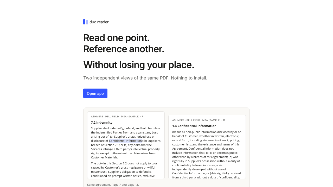 duo·reader— split view for long docs